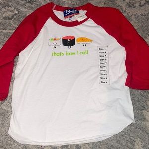 NWT That’s how I roll sushi Reagan baseball shirt